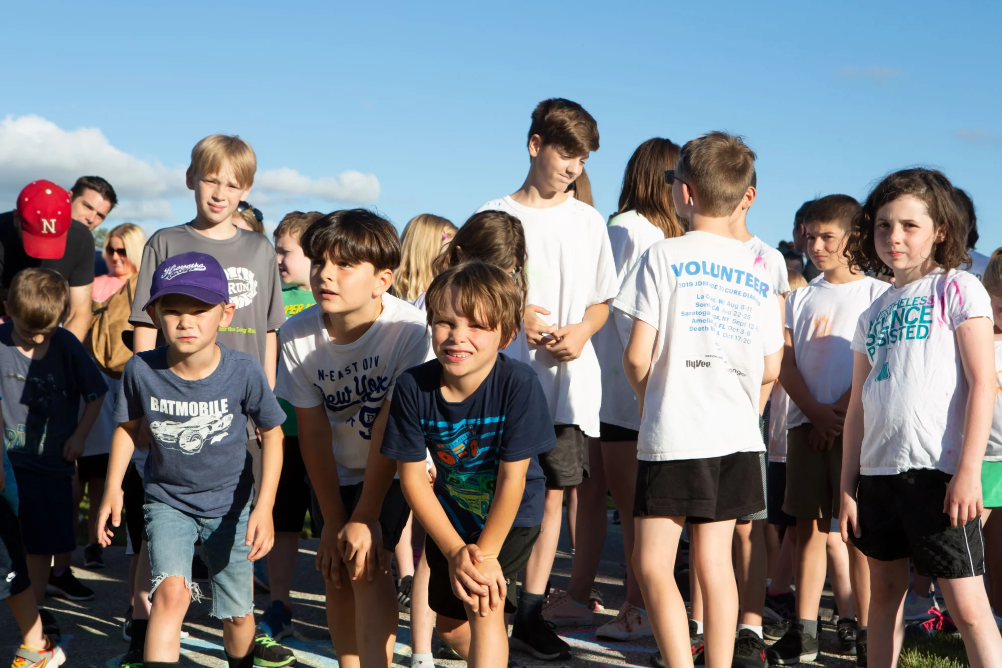 children preparing for a race